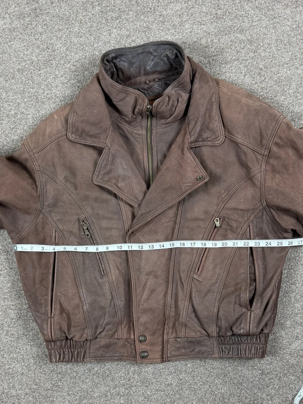 Vintage Wilsons Adventure Bound Brown Leather Bomber Jacket Men’s XL Funnel Neck